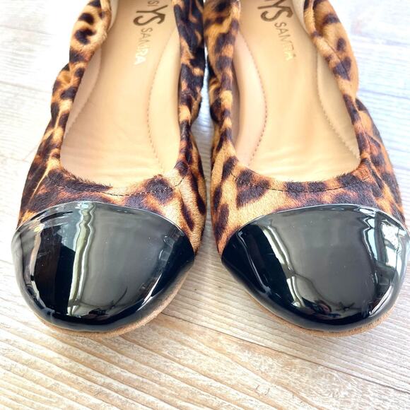 Yosi Samra Heidi Block Heel Cap Toe Calf Hair Pumps | Leopard/Black Siz… - Picture 5 of 8